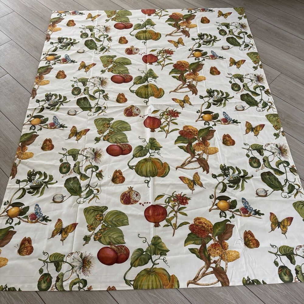 Le Telerie Toscane Fall Pumpkin Table Cloth 66”x 89” Butterfly Italy